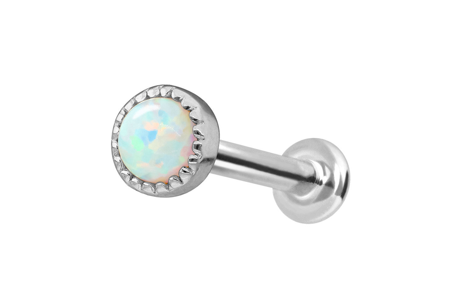 14 Karat Gold Labret Piercing mit Innengewinde SYNTHETISCHER OPAL